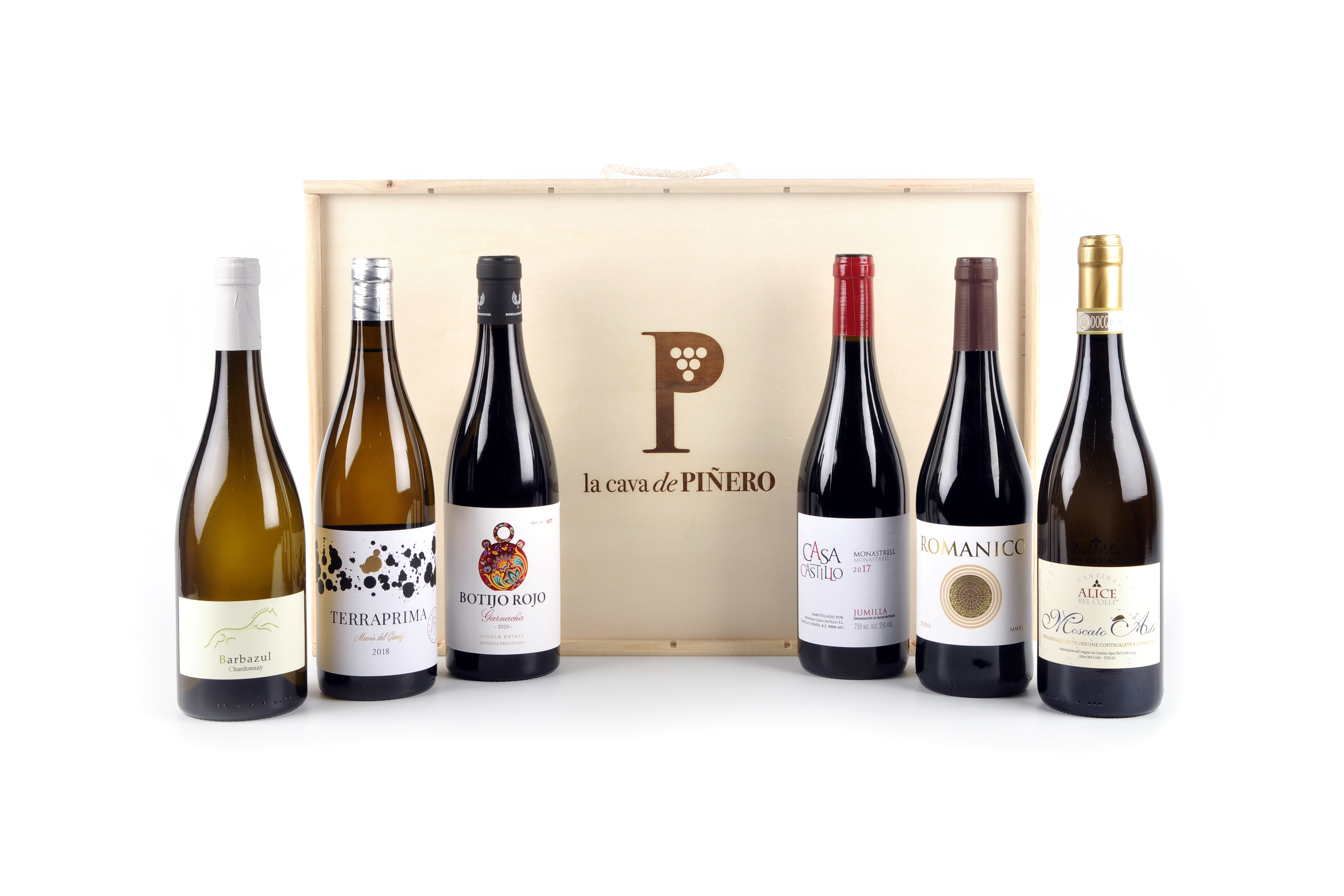 Caja de madera surtida selección 6 botellas